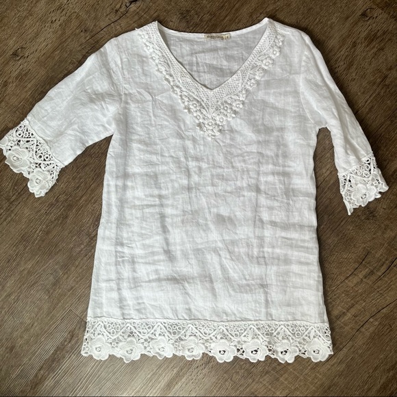 Marina Gigli Tops - Marina Gigli 100% Linen Tunic Top - M